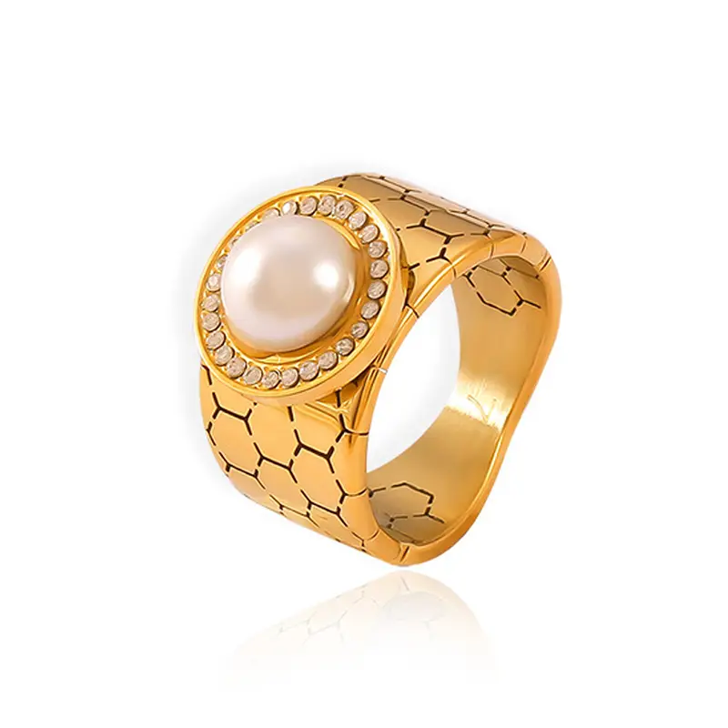Pearl Enamel Statement Ring