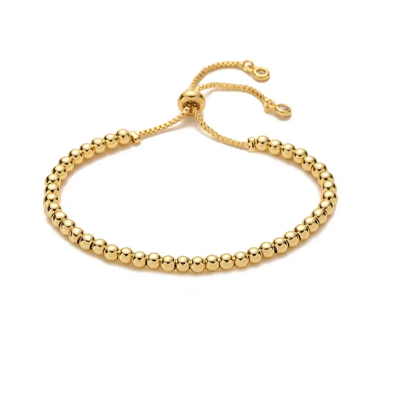 brass gold plated dainty ball bead chain bracelet