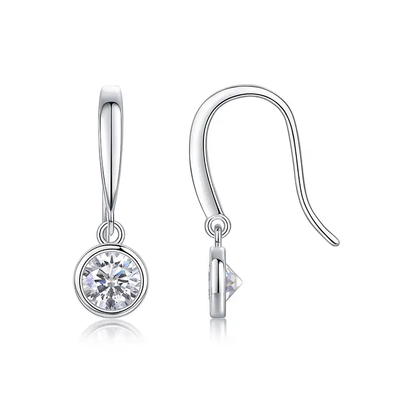 classic 925 silver solitaire cz dangle earrings