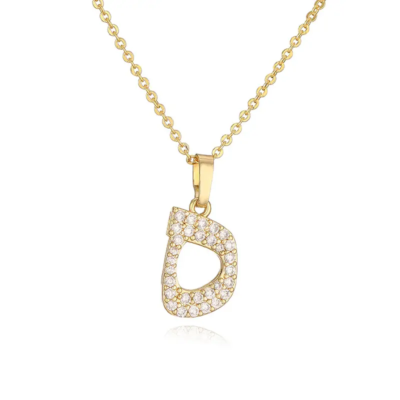 custom brass gold plated cz initial d necklace