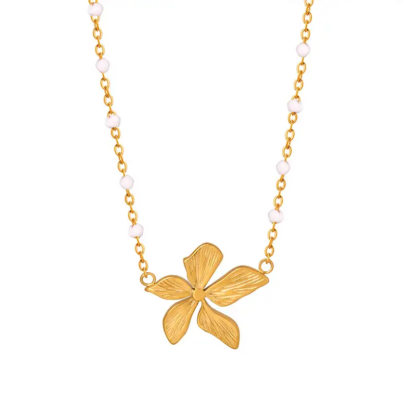 gold flower pendant necklace