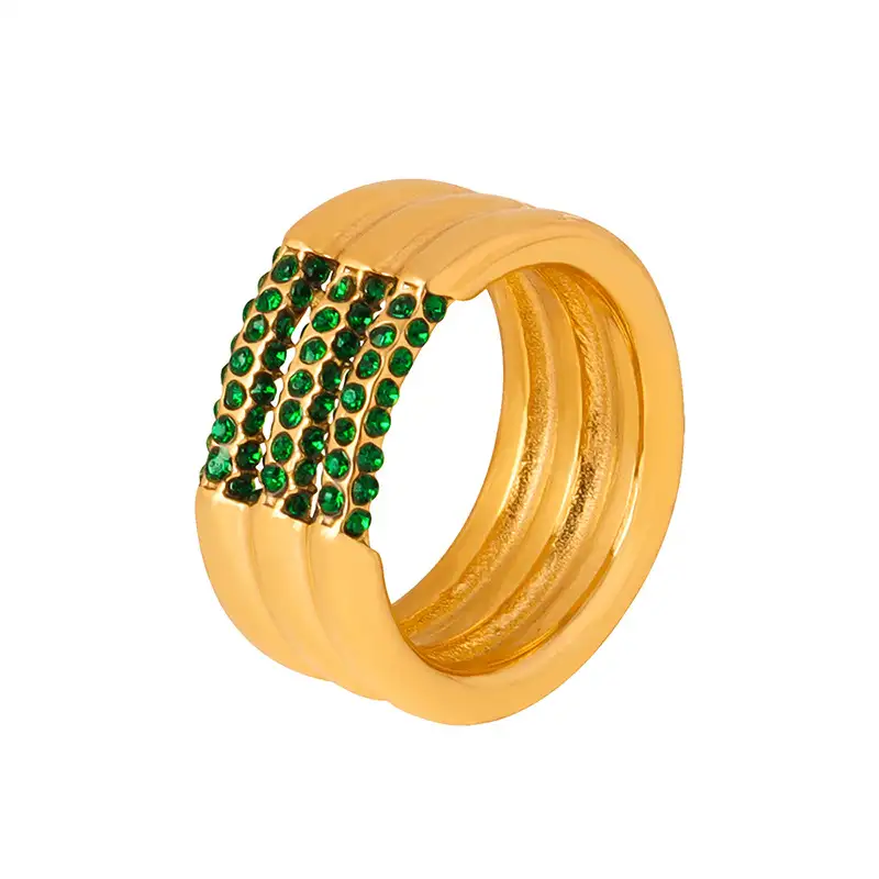 green stone stacked ring