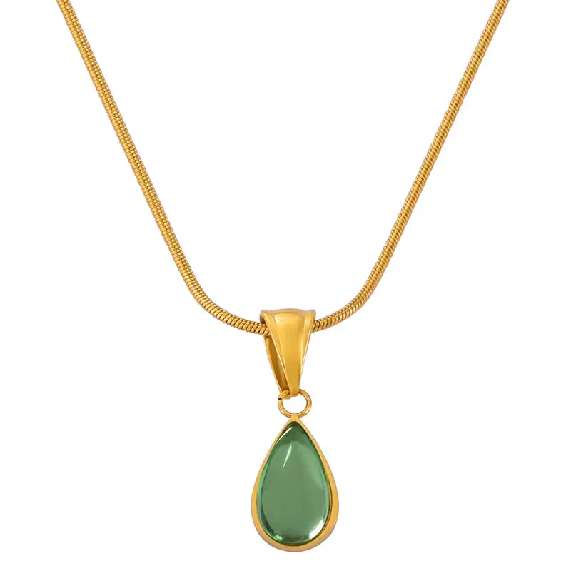 green teardrop pendant necklace