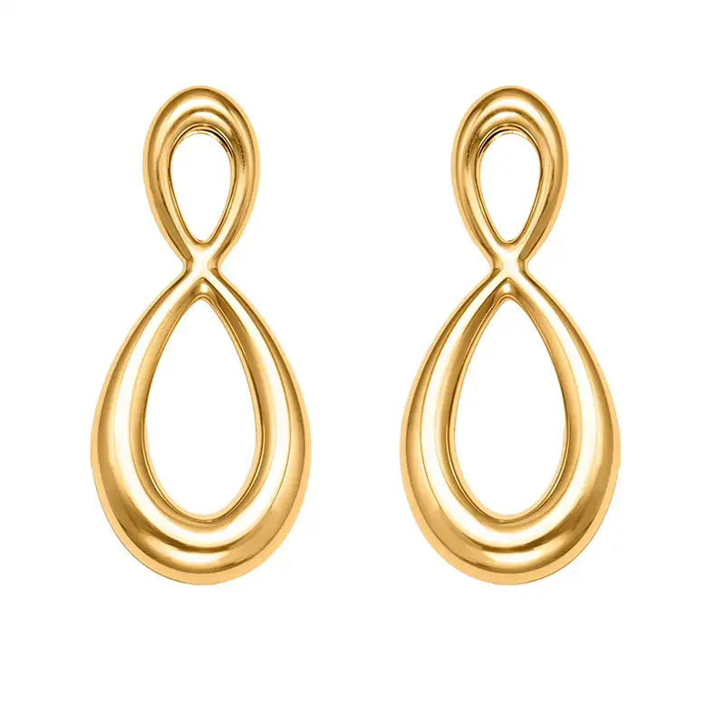 hollow infinity gold earrings