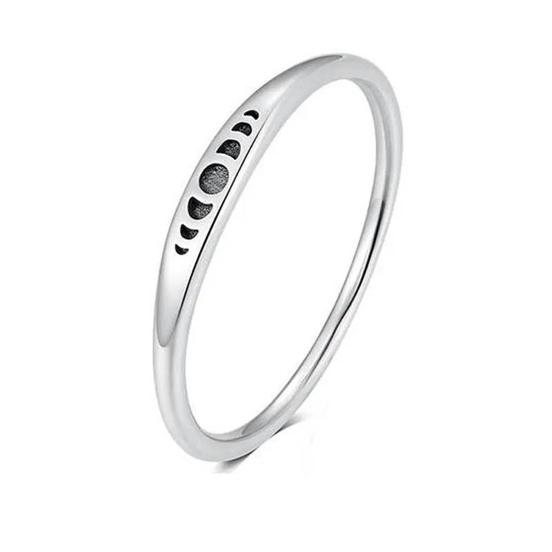 minimalist 925 silver moon phase engraved ring