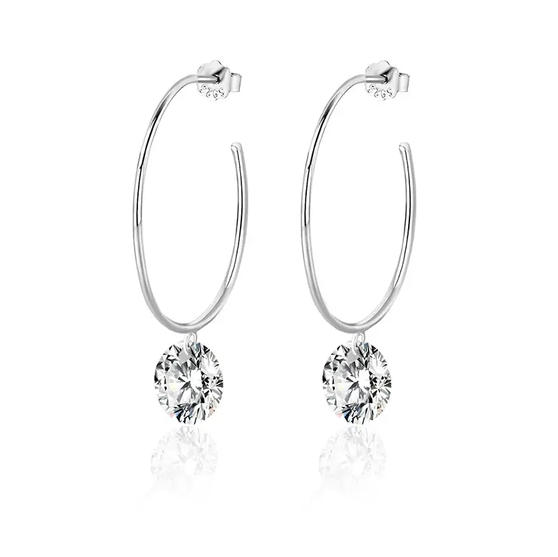 minimalist 925 silver small hoop cz dangle