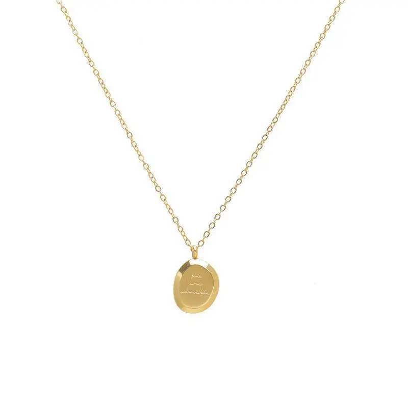 minimalist brass gold plated round disc pendant necklace