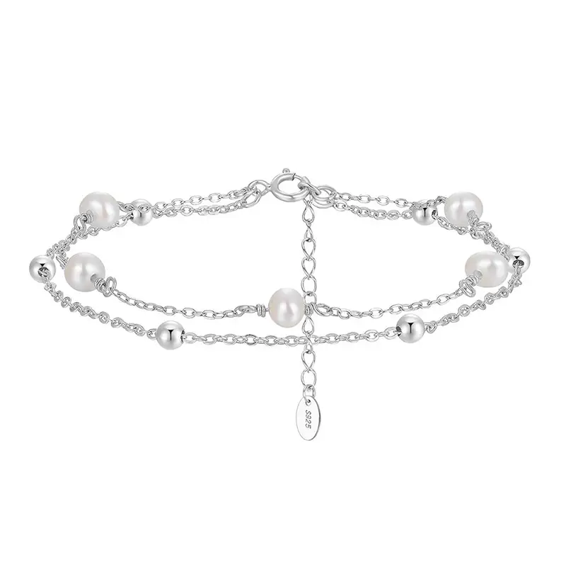 minimalist s925 silver double layer bead bracelet