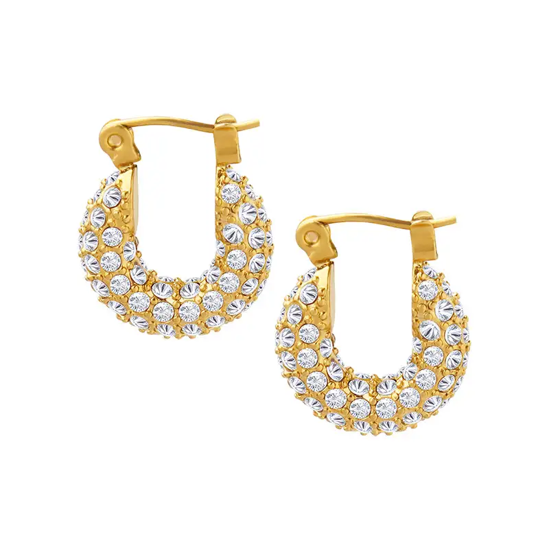 pave crystal huggie earrings