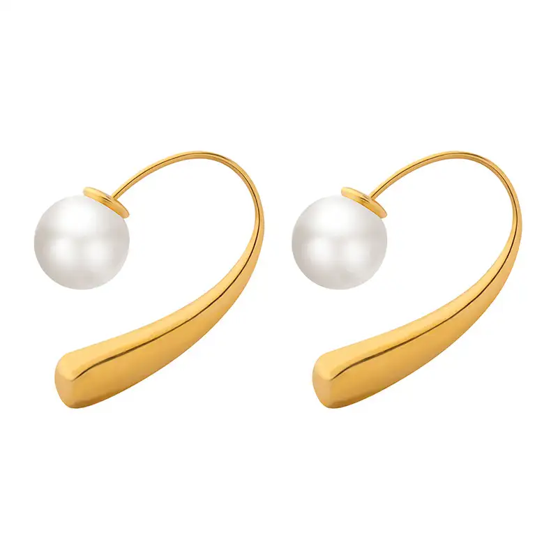 pearl drop gold earrings