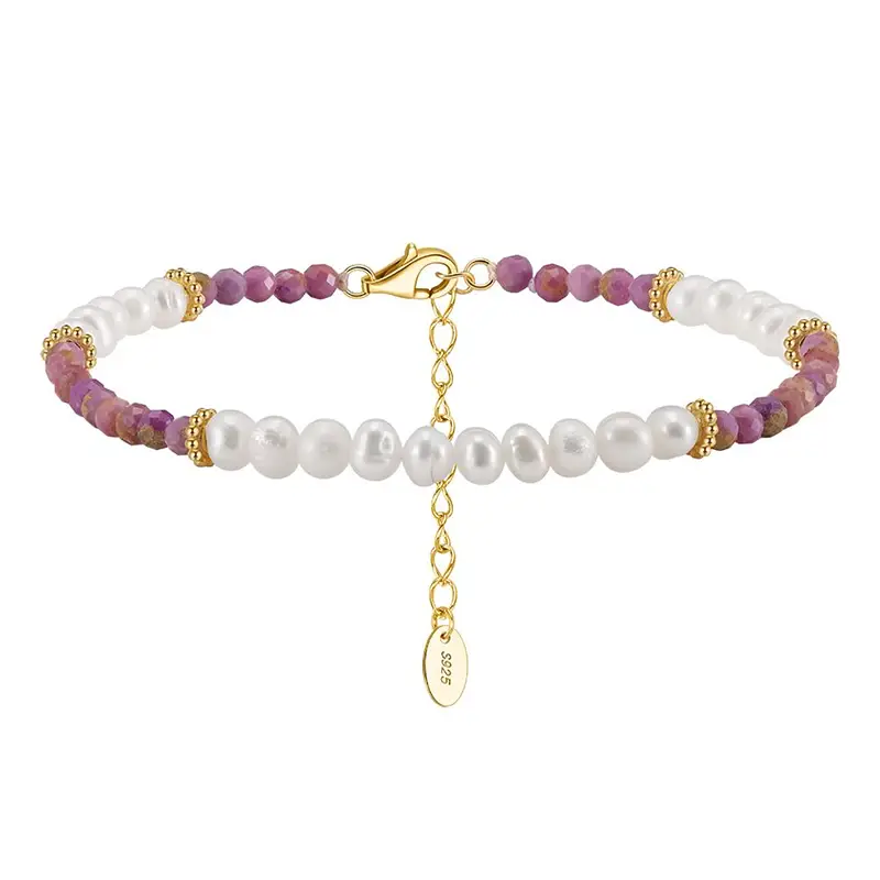 s925 silver freshwater pearl cz link bracelet