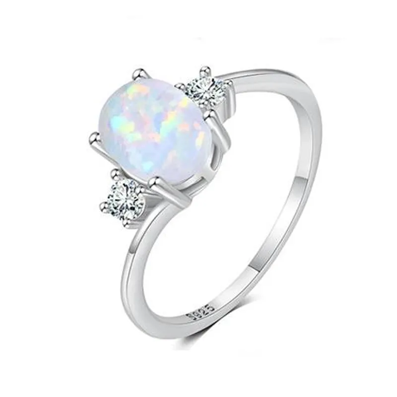s925 silver oval opal accent ring