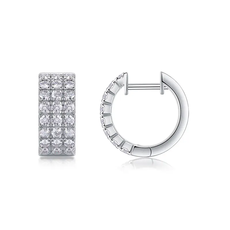 s925 silver pave cz double row huggie hoops