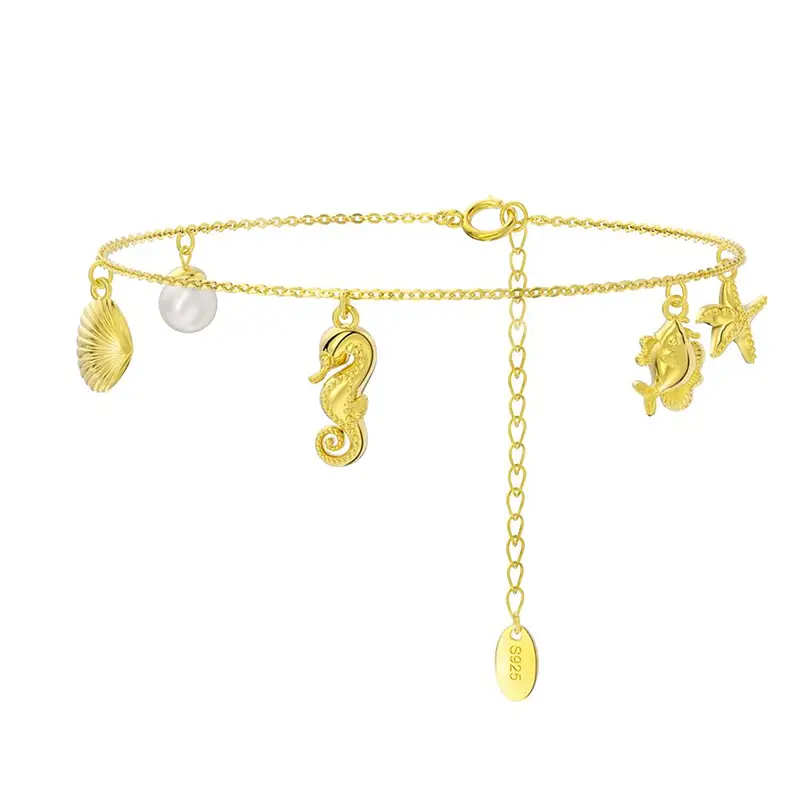 s925 silver seahorse starfish ocean charm bracelet