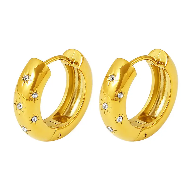 star etched gold hoops