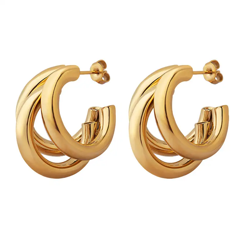triple layered gold hoops