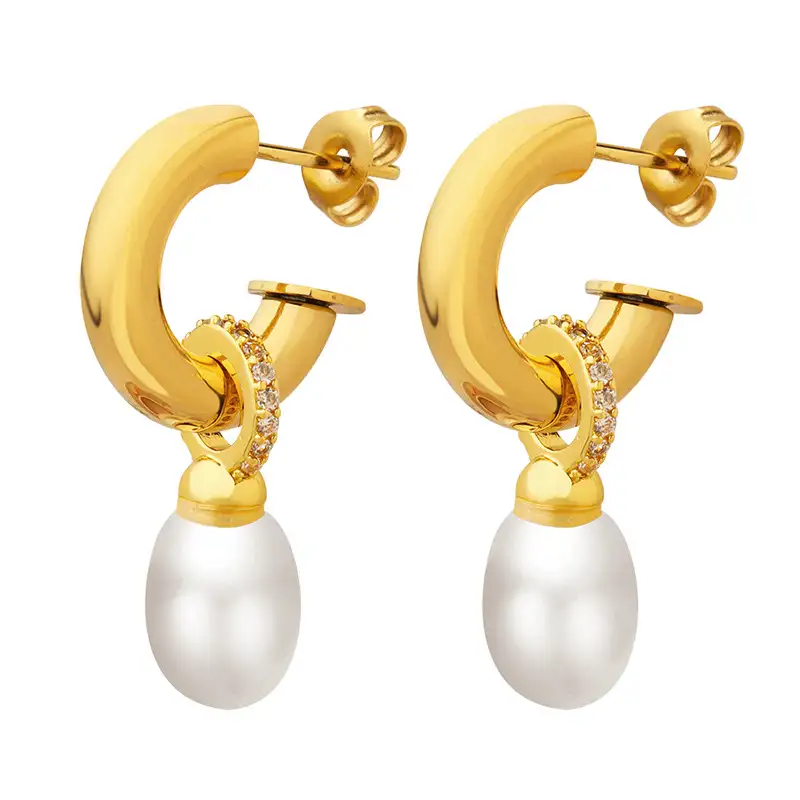 vintage pearl charm earrings