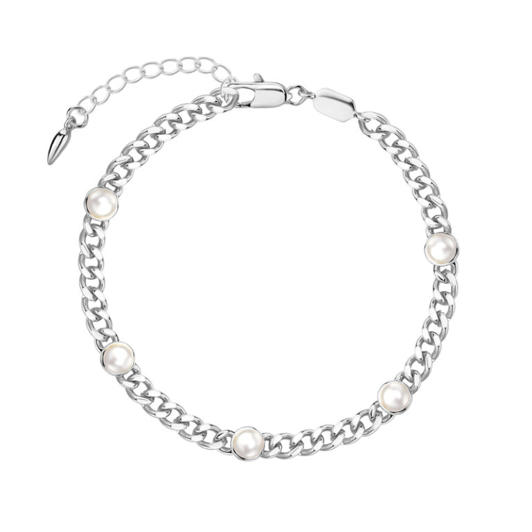 sterling silver beaded chain bracelet classic style