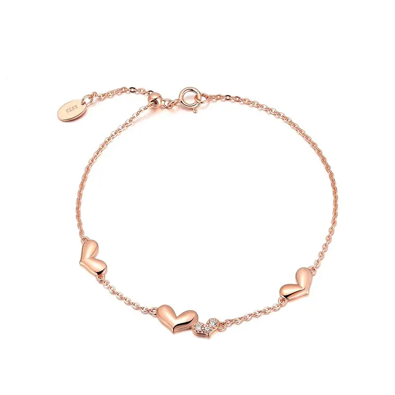 925-silver-rose-gold-plated-heart-charm-bracelet