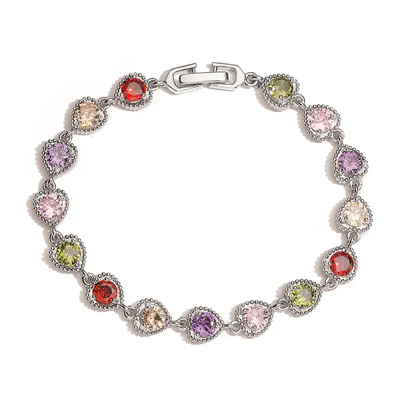 brass-silver-multi-color-cz-tennis-bracelet