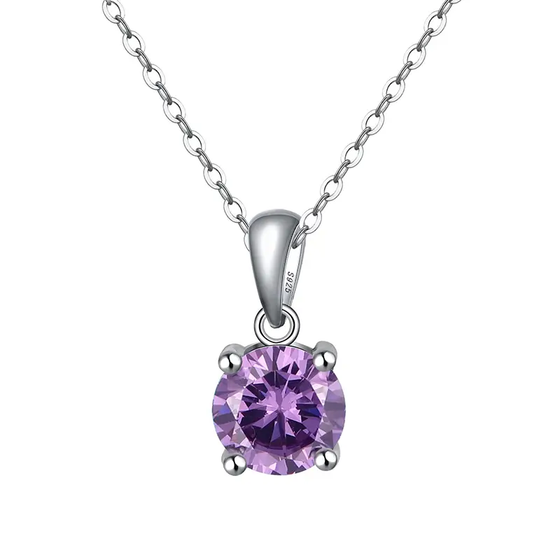s925-silver-solitaire-purple-cz-round-pendant